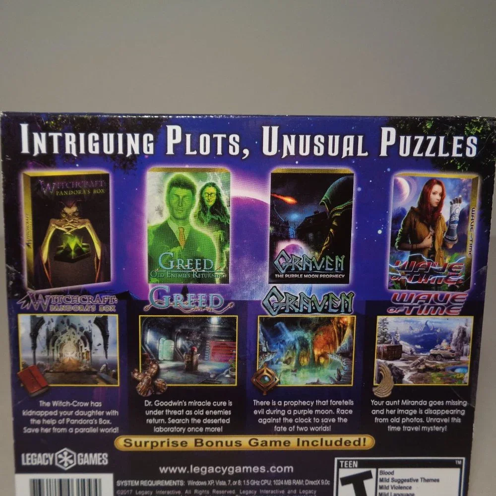 MOONLIGHT MYSTERIES 6 / Hidden Object Games / 5 Pack New PC DVD-ROM Video Game